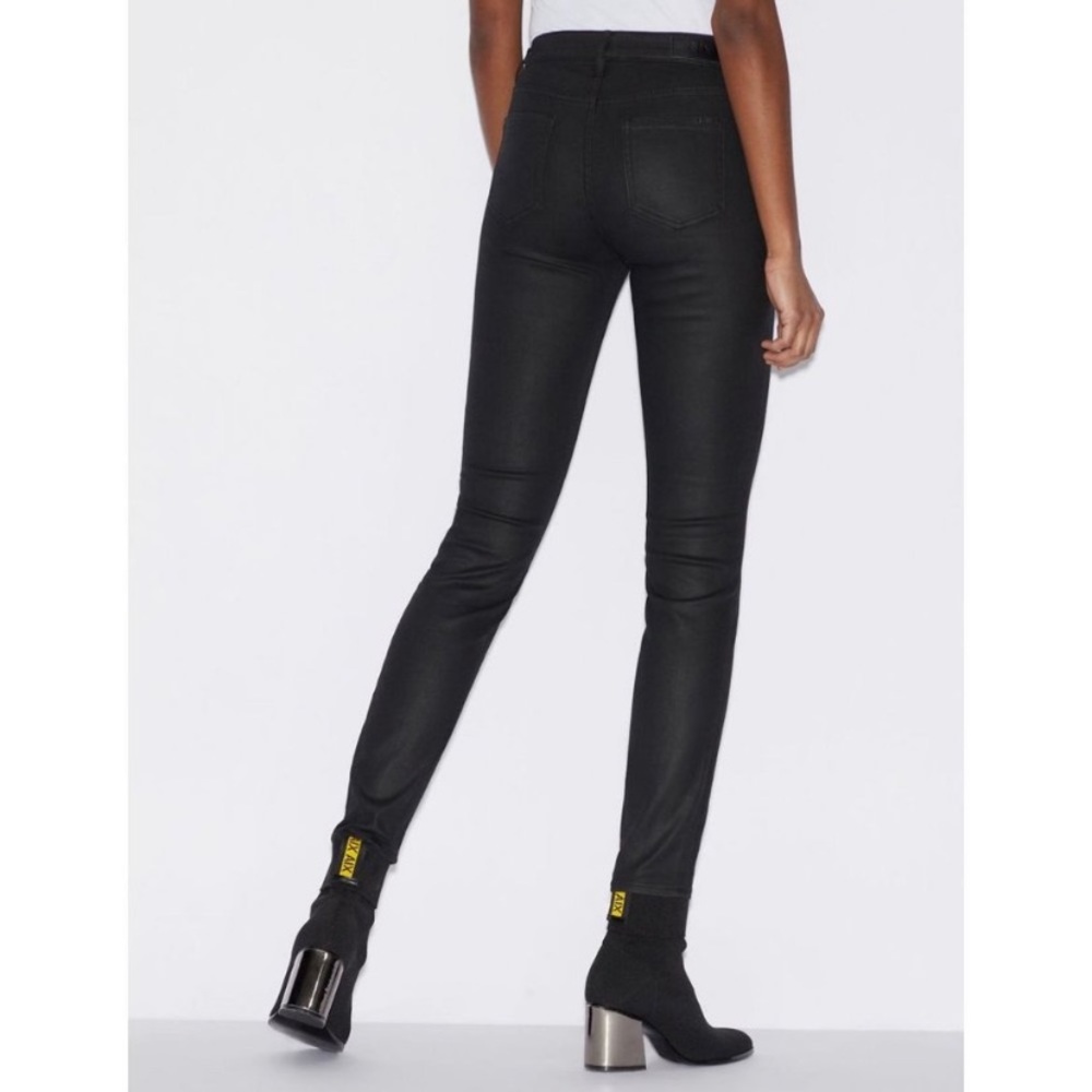 A/X Armani Exchange J01 Super Skinny Coated Black Jeans 29 - Picture 1 of 11